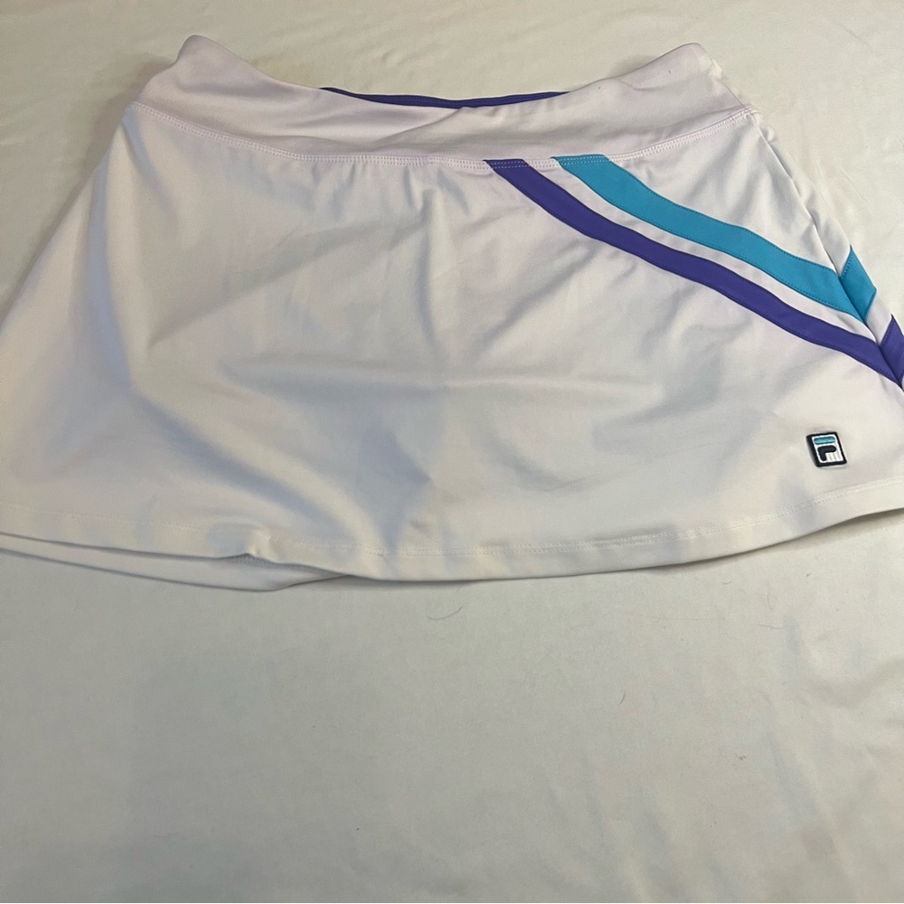 Fila‎ White Purple Blue Tennis Skort Athletic Golf Pickleball Skirt Size L